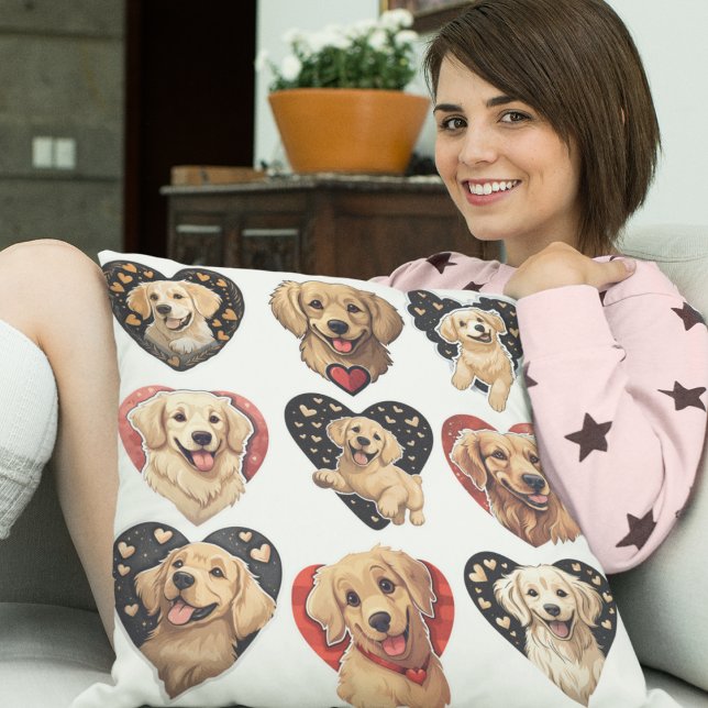 Valentine Golden Retriever Dog Kissen (Valentine Golden Retriever Dog Cushion)