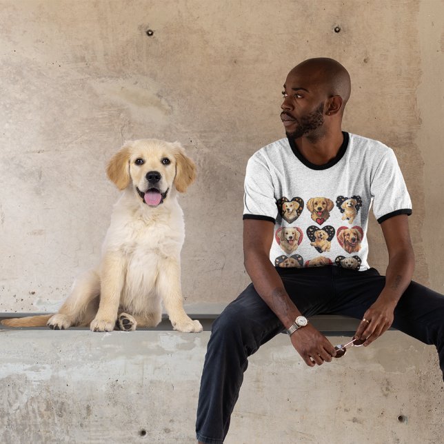 Valentine Golden Retriever Dog men T-Shirt (Joyful Valentine Golden Retriever Dog men's T-Shirt)