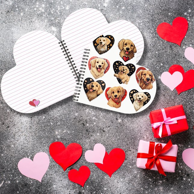 Valentine Golden Retriever Dog Notizbuch (Watercolor Valentine Golden Retriever Dog Notebook)