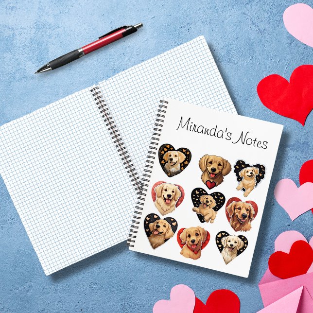 Valentine Golden Retriever Dog personalisiert Notizbuch (Adorable Valentine Golden Retriever Dog custom Notebook)