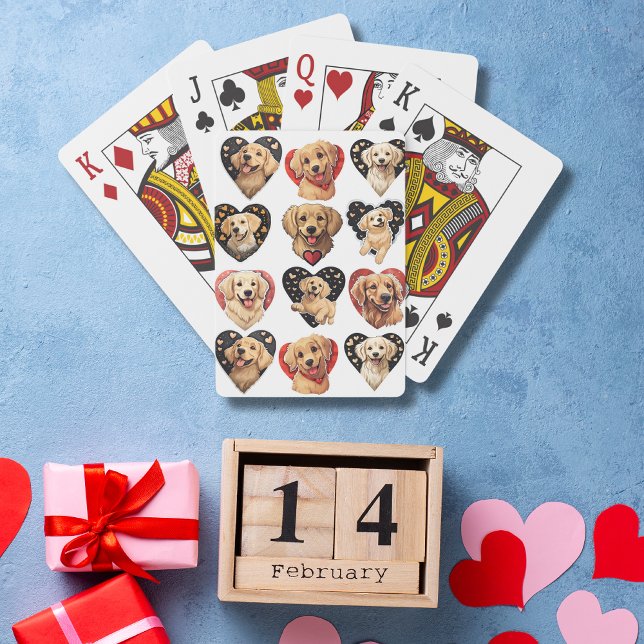 Valentine Golden Retriever Dog Spielkarten (Loving Valentine Golden Retriever Dog Poker Cards)