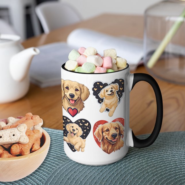 Valentine Golden Retriever Dog Tasse (Cute Valentine Golden Retriever Dog Mug)