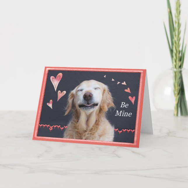 Valentine Golden Retriever Feiertagskarte (Vorderseite)