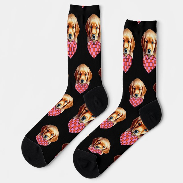 Valentine Golden Retriever Socken (Linkes Detail)