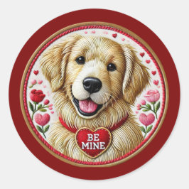 Valentine Golden Retriever Sticker Art