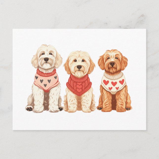 Valentine Goldendoodle Hunde Postkarte (Vorderseite)