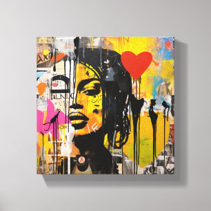 Valentine Graffiti Grunge Kunst, Dichtung und Musi Leinwanddruck
