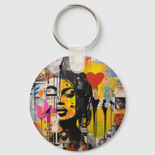 Valentine Graffiti Grunge Kunst, Dichtung und Musi Schlüsselanhänger