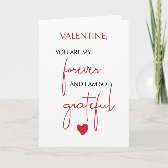 Valentine Grateful for Forever Love Modern Minimal Karte (Vorderseite)