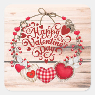 Valentine Greetings Quadratischer Aufkleber