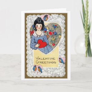 "Valentine Greetings" Vintag Feiertagskarte