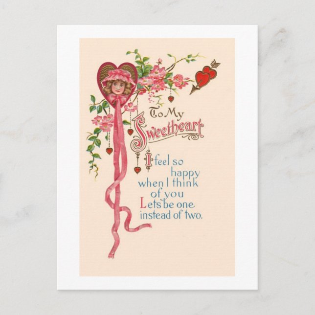 Valentine Greetings Vintage Image Postcard Feiertagspostkarte (Vorderseite)