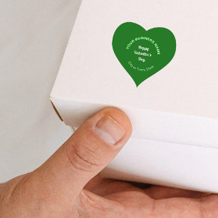 Valentine Gruß auf der grünen Herzklammer Herz-Aufkleber