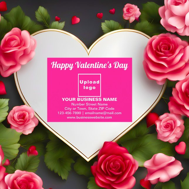 Valentine Gruß auf rosa Postkarte (Business brand with Valentine greeting on pink postcard on floral background.)