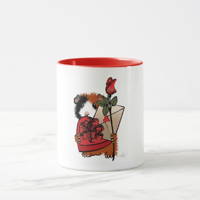 Valentine Guinea Schweinefleisch Liebe Tasse (Zentrum)