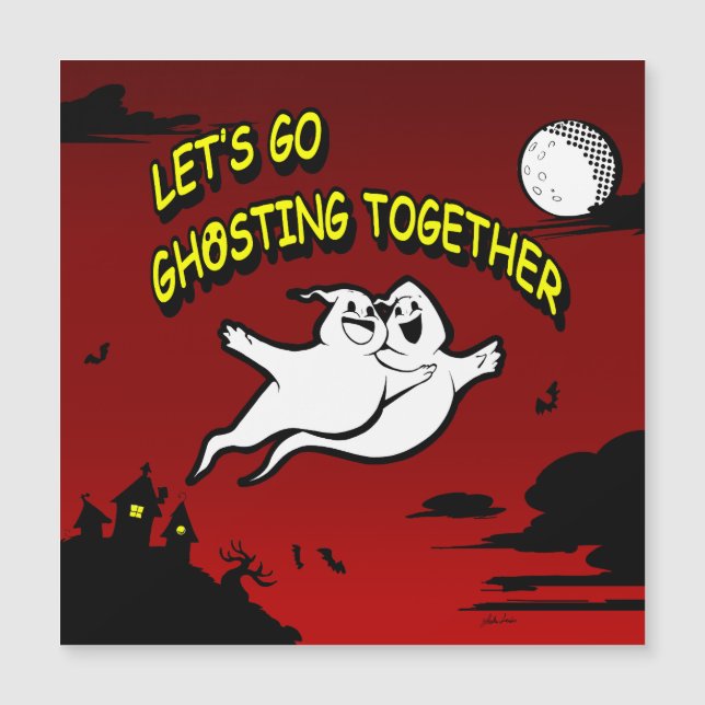 Valentine Halloween Ghosting dünne Magnetkarte Magneteinladung (Vorderseite)