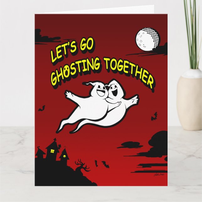 Valentine Halloween Ghosting Faltenkarte Karte (Vorderseite)