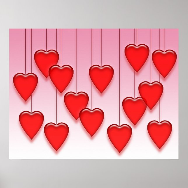 Valentine Hanging Hearts Poster (Vorne)