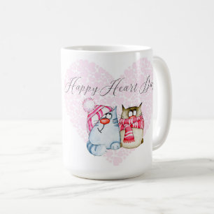 Valentine - Happy Heart Day Cartoon Katze Herz Kaffeetasse