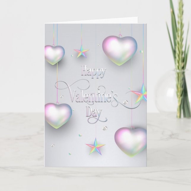 Valentine "Happy Valentines Day's" Herzblasen Karte (Vorderseite)
