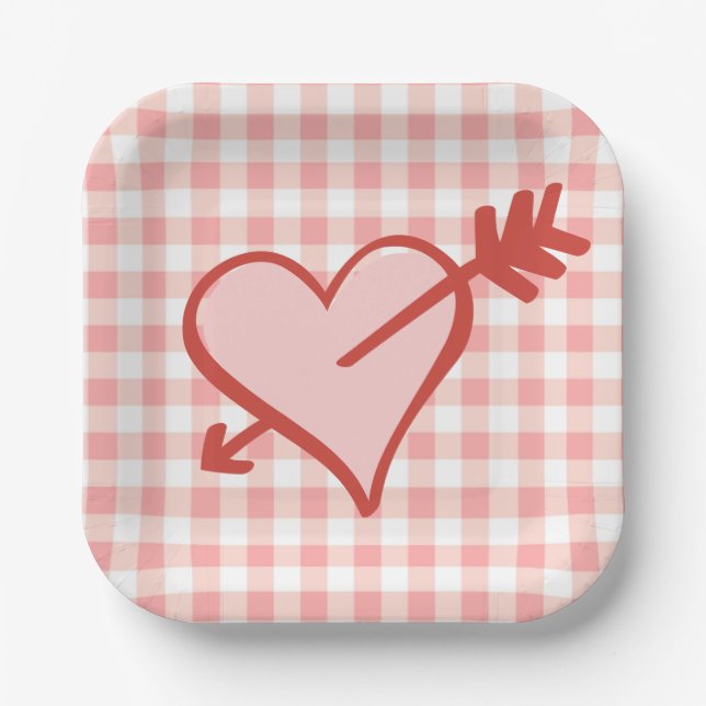 Valentine Heart and Arrow Paper Plate Pappteller (Vorderseite)