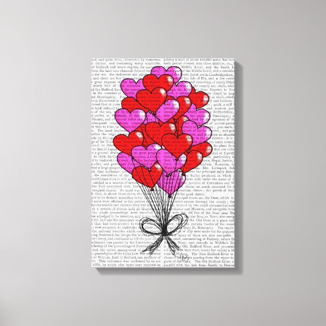 Valentine Heart Balloon Illustration Leinwanddruck (Vorderseite)