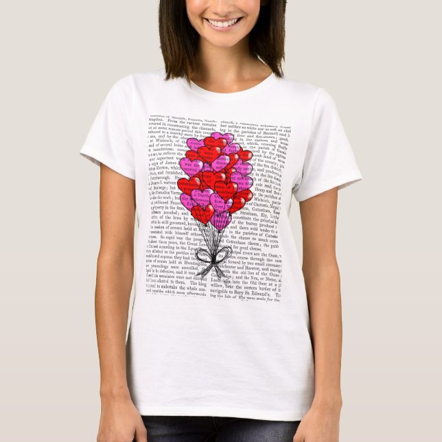 Valentine Heart Balloon Illustration T-Shirt (Vorderseite)