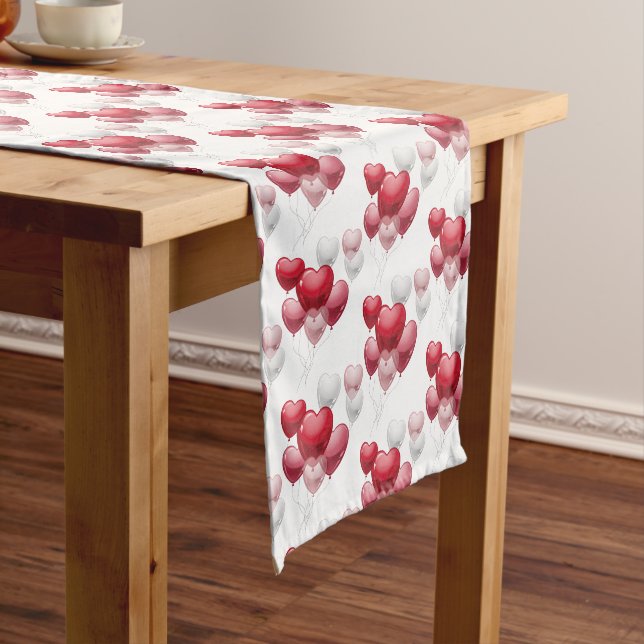 Valentine Heart Balloons Table Runner Kurzer Tischläufer (Beispiel)