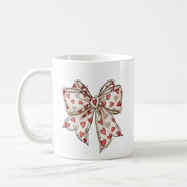 Valentine Heart Bow Cute Ribbon Kaffeetasse (Links)
