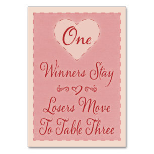 Valentine Heart Bunco Table Card #1 Tischnummer