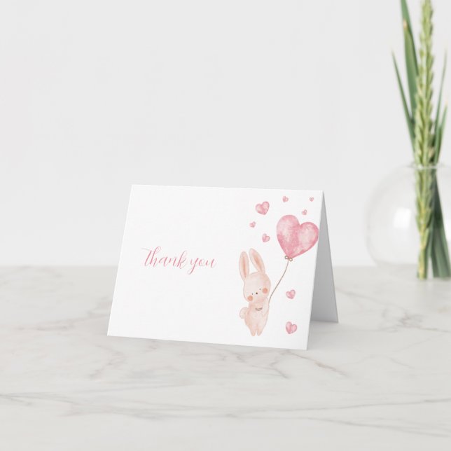 Valentine Heart Bunny Baby shower Carte de remerci (Devant)