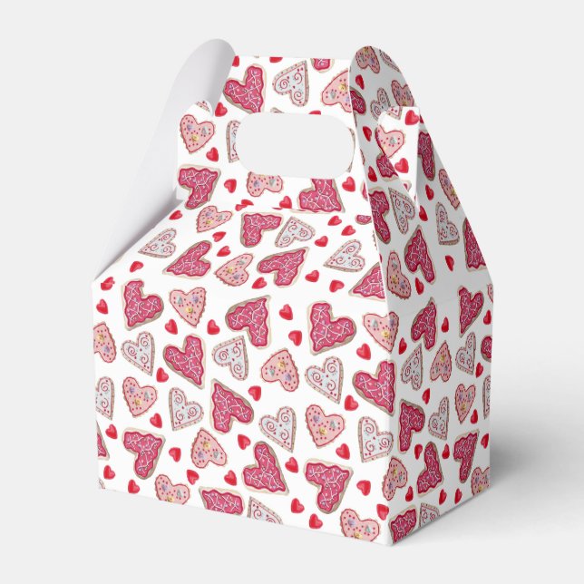 Valentine Heart Cookies Muster Geschenkschachtel (Vorderseite)