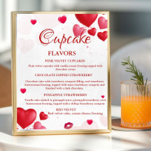 Valentine Heart Cupcake flavors sign