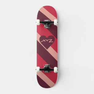 Valentine Heart Custom Monogram Skateboards