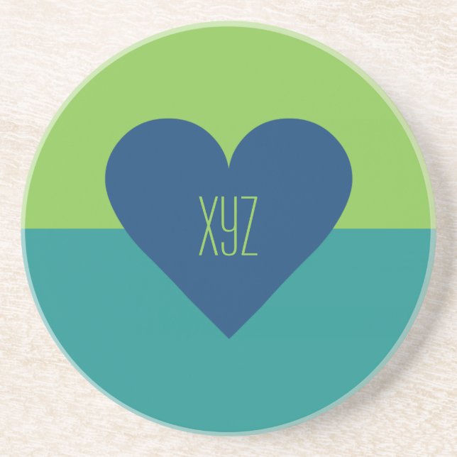 Valentine Heart Custom Monogram Untersetzer (Vorne)