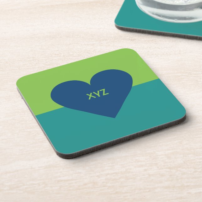 Valentine Heart Custom Monogram Untersetzer (Linke Seite)