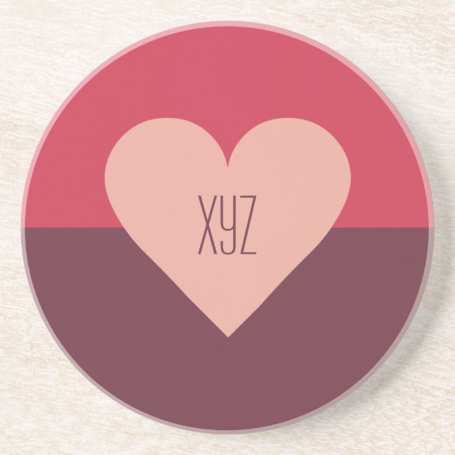 Valentine Heart Custom Monogram Untersetzer (Vorne)
