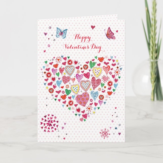 Valentine Heart Dots | Grußkarte Feiertagskarte (Vorderseite)