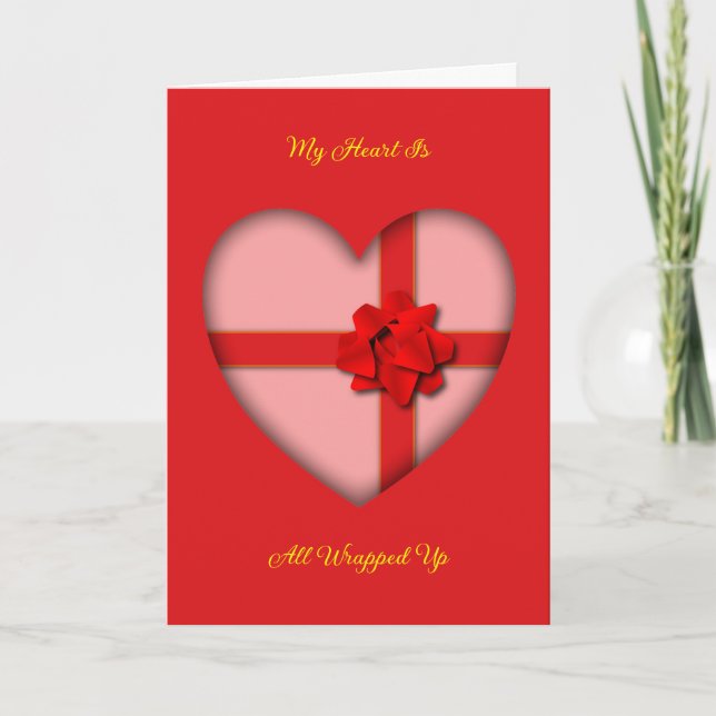 Valentine Heart Folded Greeting Card Karte (Vorderseite)
