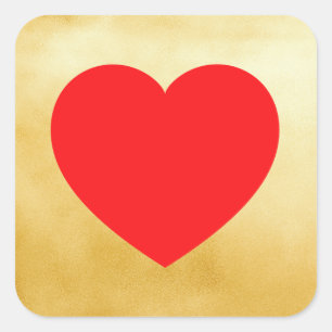 Valentine Heart Gold Quadratischer Aufkleber