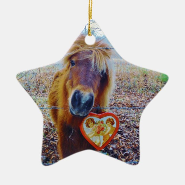 Valentine Heart Horse Keramik Ornament (Vorne)
