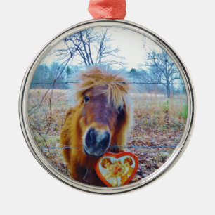 Valentine Heart Horse Ornament Aus Metall