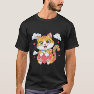 Valentine Heart Kitty Liebe Cat Rainbow Niedlich C T-Shirt