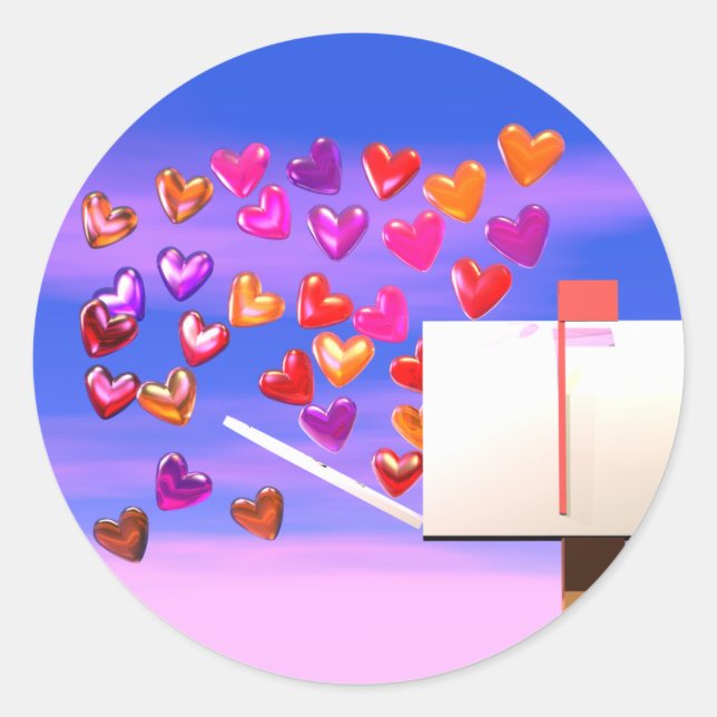 Valentine Heart Mail Runder Aufkleber (Vorderseite)