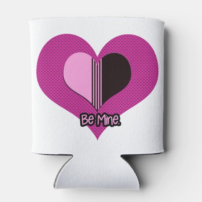 Valentine Heart Pink and Black Be Mine Dosenkühler (Rückseite)