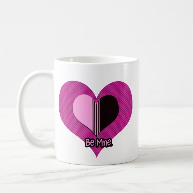 Valentine Heart Pink and Black Be Mine Kaffeetasse (Links)