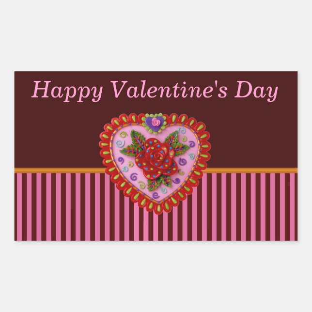 Valentine Heart Rechteckiger Aufkleber (Vorderseite)