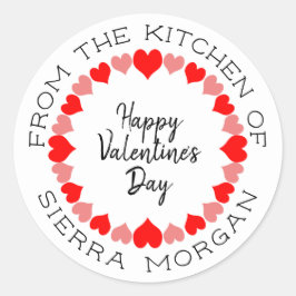 Valentine Heart Wreath Kitchen Leckereien Geschenk Runder Aufkleber