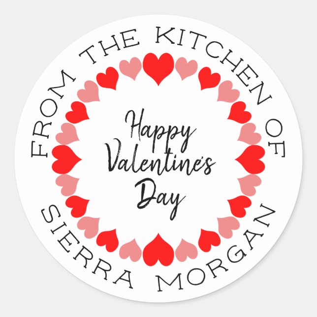 Valentine Heart Wreath Kitchen Leckereien Geschenk Runder Aufkleber (Vorderseite)