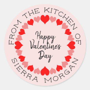Valentine Heart Wreath Kitchen Leckereien Geschenk Runder Aufkleber